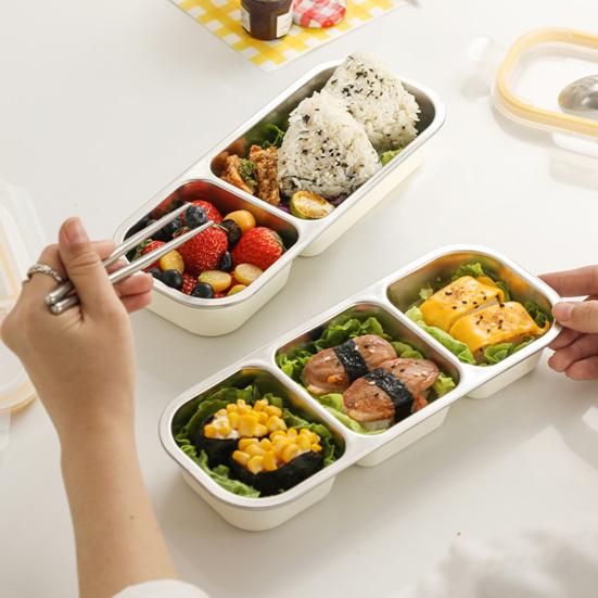 Stainless Steel Snack Containers Divided Condiment Box with Lids Lunch Box