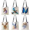 Butterfly Animal Cat Print Tote Shoulder Bag For Women Shopping Reusable Bags For Groceries Folding Travel School Beach Bags