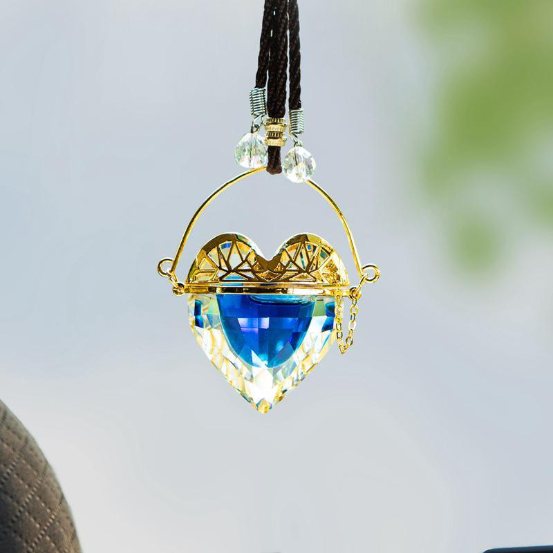 Heart-Shaped Geometric Car Perfume Pendant - European & American Design