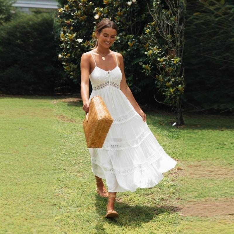 Женское летнее новое кружевное платье в стиле пэчворк с большим качелями