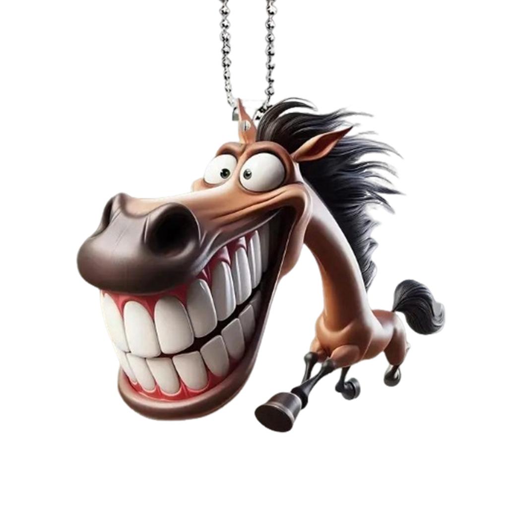 Уникальный акриловый кулон в виде лошади с большим ртом, украшение для дома, автомобиля, привлекательный дизайн, идеальный подарок для любителей животных