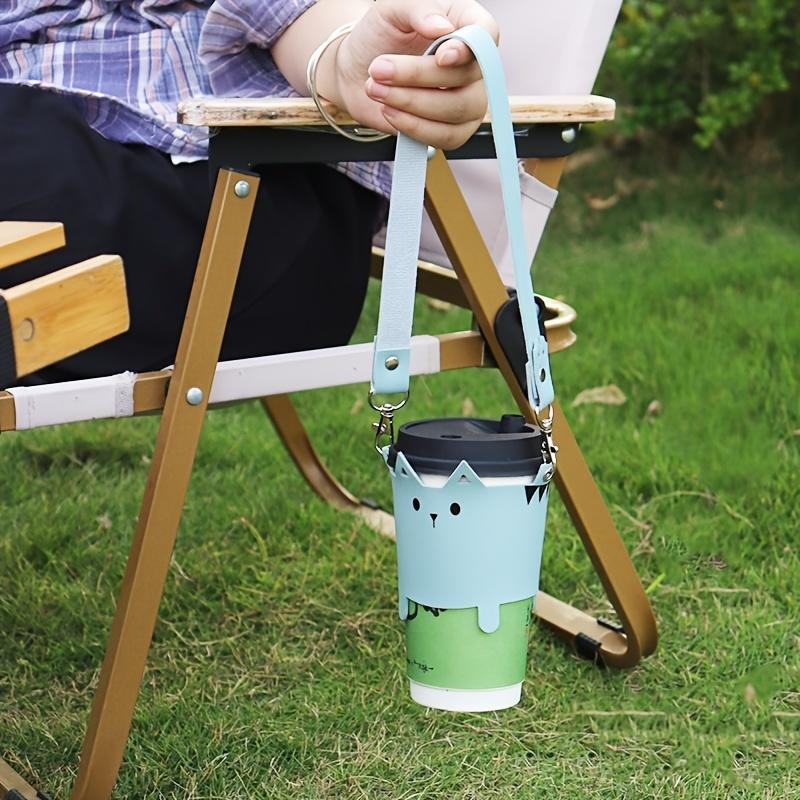 Cute Cat Design PU Leather Cup Holder for Cat Lover Portable Cups Carrier Coffee Tea Milk Sleeve Outdoor Hand-held Bottle Cover