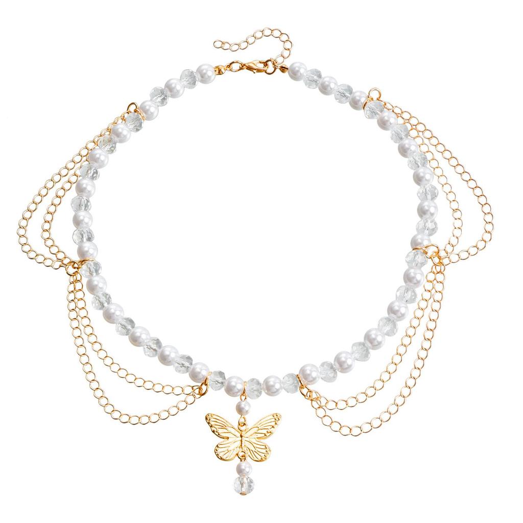 Европейское и американское двухслойное жемчужное ожерелье с кисточками и звездным дизайном для женщин