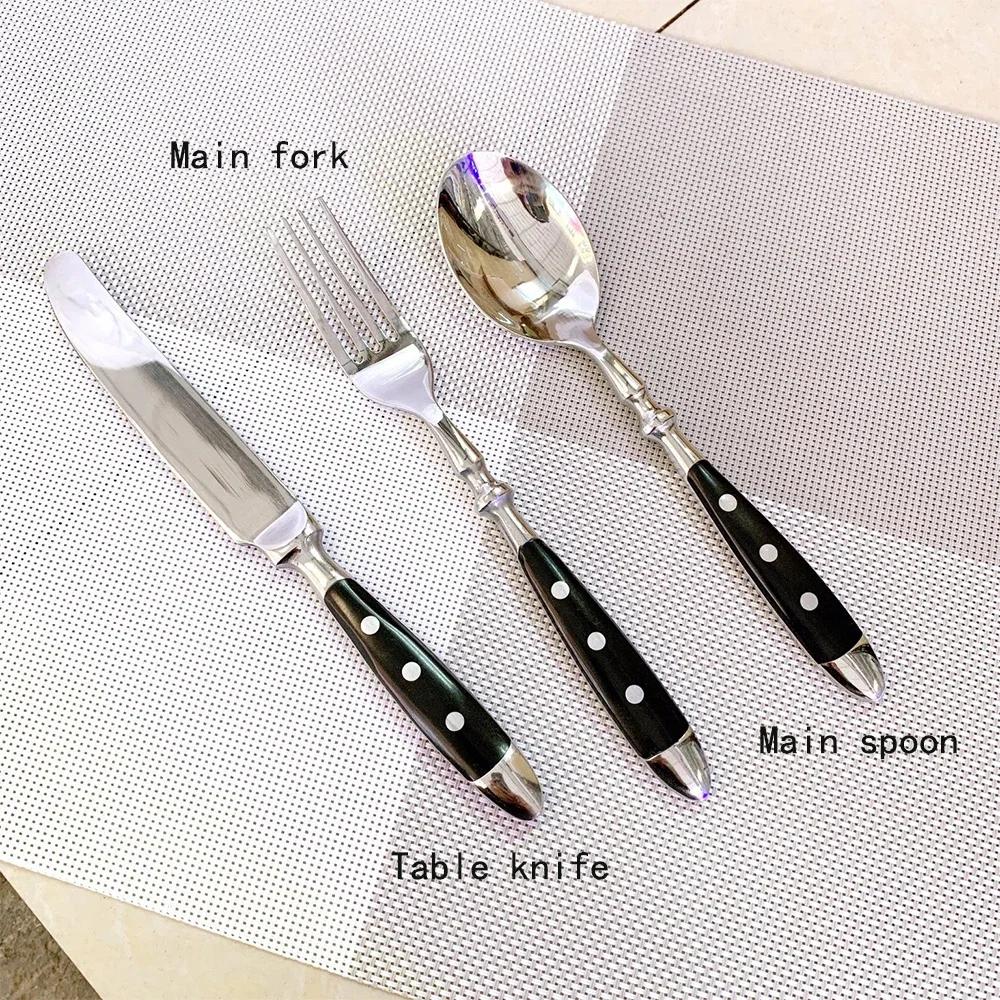 Steel Western Food Tableware Set Three Nails Knife, Fork and Spoon Practical Bakelite Black Handle Stainless Knife