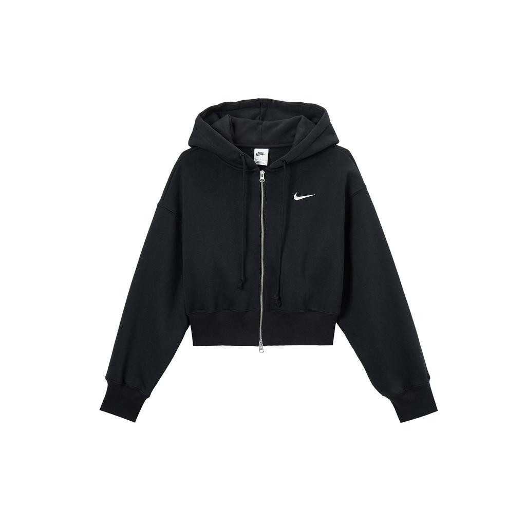 Nike Свободная короткая куртка с капюшоном на молнии с длинным рукавом, женские куртки черного цвета HJ0941-010