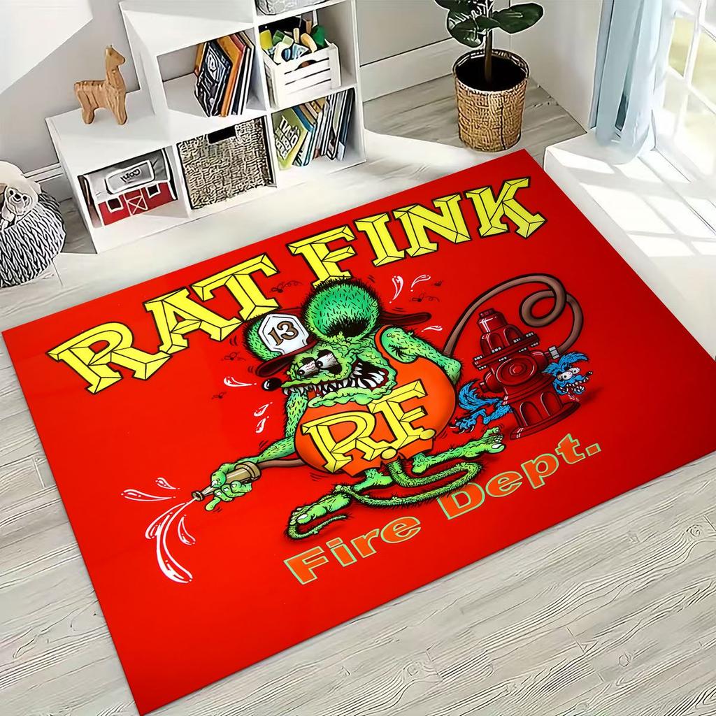 3D Бунтарский RAT FINK Автомобили Знак Мультяшный Ковер для Спальни Гостиной Дивана Дома Декор Приветственный Коврик, Большой Детский Игровой Нескользящий Напольный Коврик