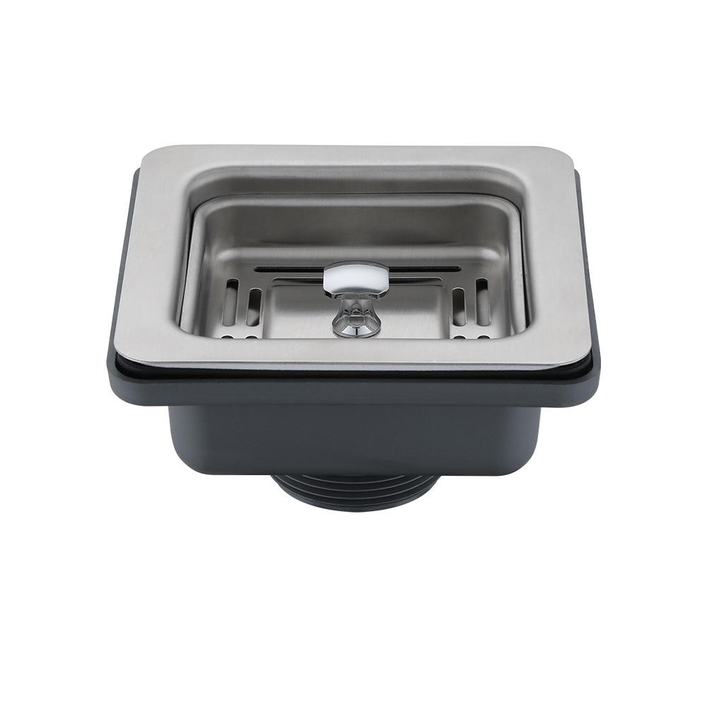 Квадратный цветочный корзинчатый слив для раковины из нержавеющей стали 304: Непроницаемая для запахов раковина с одной/двумя чашами и сливной трубой для мытья овощей и посуды