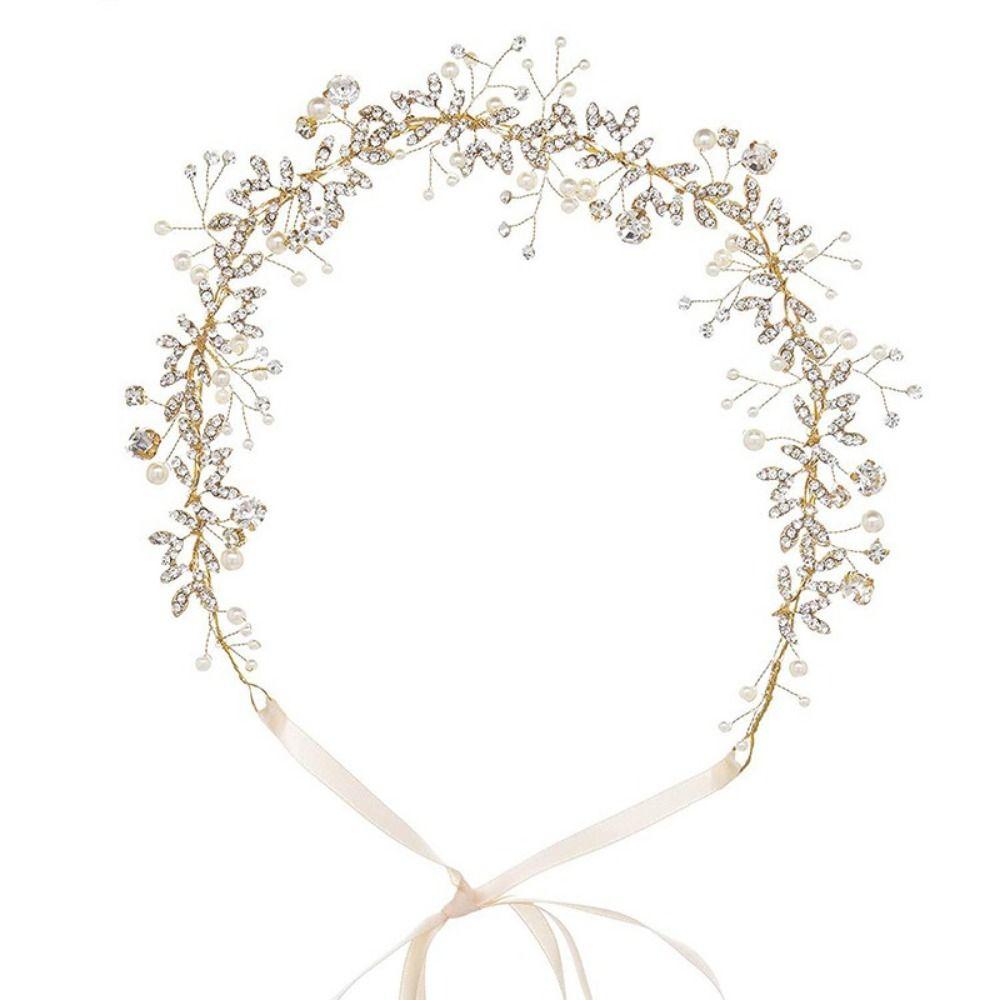 Pearl Bridal Headband Gold/Silver Rhinestone Headpiece Hair Accessories  Spring Festival