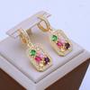 Multicolor Zircon Rectangular Drop Earrings for Women 2024 New Fashon Cubic Zirconia Earring Trendy Party Jewelry Accessories
