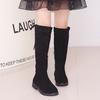 2024 Girl Child Boots Winter Korean Style Plush Princess Causal High Boots Fashion Warm Kids Cotton Boots Black School Versatile