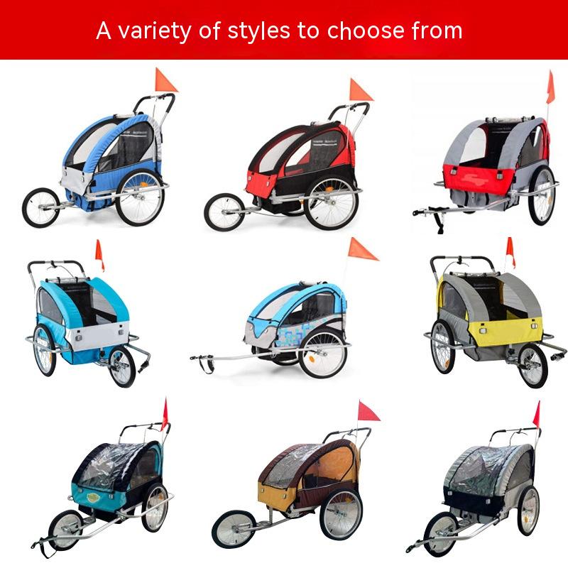 Двойной детский велосипедный прицеп (три колеса) можно сложить и установить