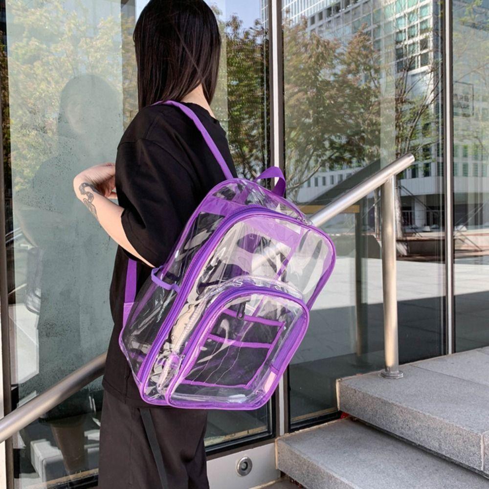 Large Capacity Students School Bag Waterproof Clear Shoulder Bag Transparent Backpack Female/Male