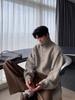 Мужской вязаный свитер 2025 года в корейском стиле с высоким воротником - Осенне-зимний модный свободный шерстяной топ