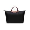 Le Pliage 45 Original Переработанный Полиамид Холст и Большая Коровья Кожа Дорожная Сумка-Тоут Женская Сумка-Тоут Черный 1624089001