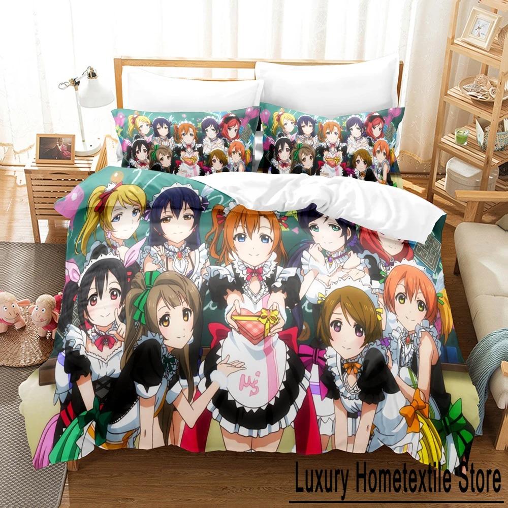 Аниме 3D The Love Live Постельное белье Пододеяльник Комплект с наволочкой Твин Полный Queen King Постельное белье Постельное белье на заказ