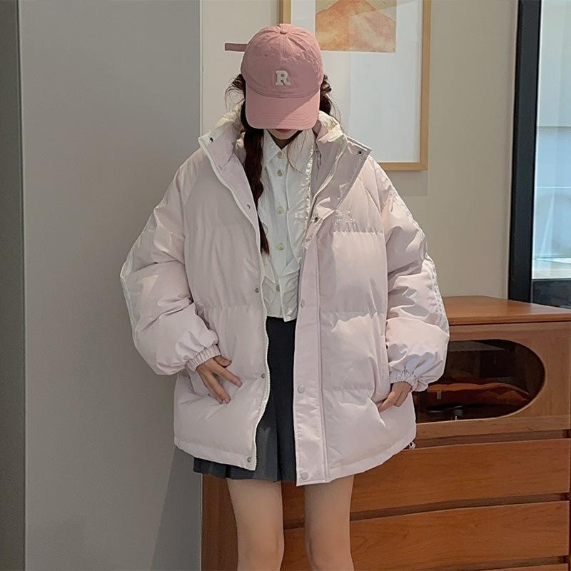 Новая женская куртка с наполнителем из пуха и хлопка, одежда в стиле «хлеб», парная куртка с хлопковым наполнителем, корейская версия, свободная зимняя стеганая куртка.