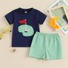 Toddler Boys Summer Outfits Golf Embroidered Round Neck Short Sleeve Tops and Elastic Waist Plaid Shorts 2Pcs Clothes Set