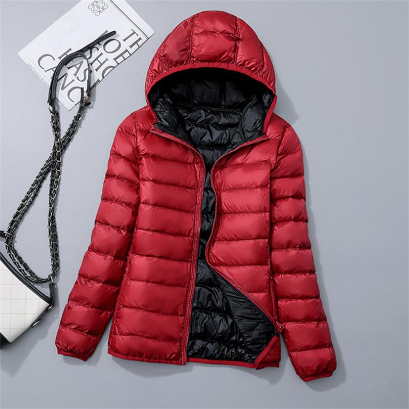 Женские легкие зимние куртки, осенние ветрозащитные пальто с капюшоном на белом утином пуху, сверхлегкие портативные парки-пуховики