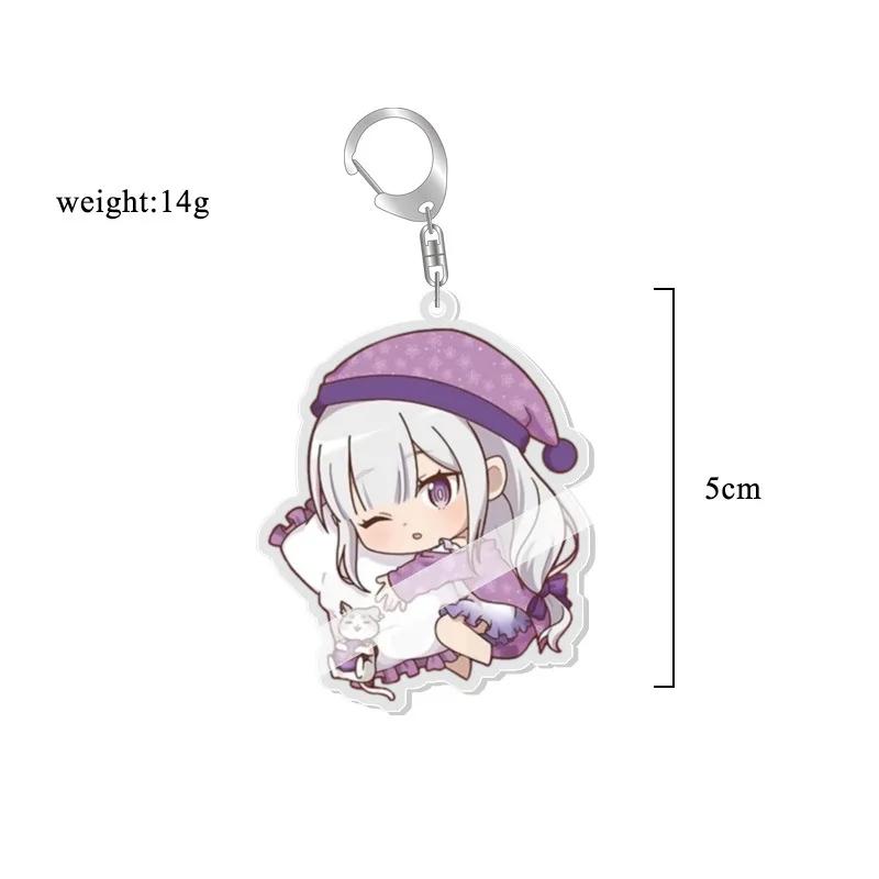 Anime Re:life in a Different World from Zero keychain Kawaii Rem Ram Acrylic Key Chain Cartoon Figures Pendant Cosplay Jewelry