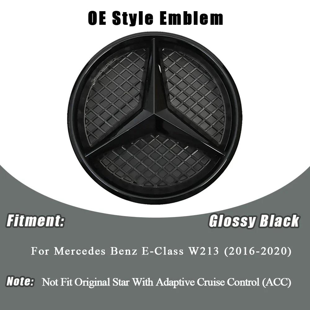 C200 E200 New 2025 For Mercedes Benz 3D Mirror Front Grille Star Emblem Logo Glossy Black And Chrome Silver For Mercedes Benz E-