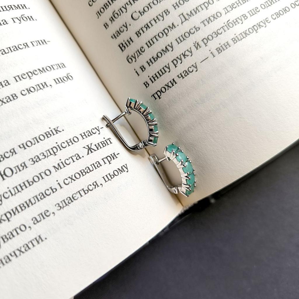 Серебряные серьги с натуральным изумрудом 2.5ct (2163558)