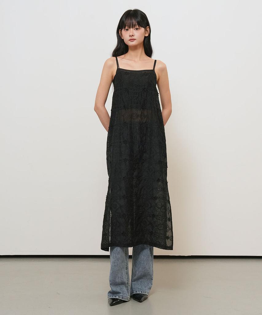 General Idea Voile Lace Layered Dress [Black] / Gf2Lop518