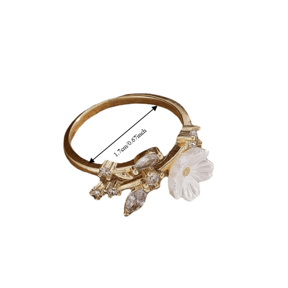 Wedding Flower Crystal Ring Adjustable Zircon Ring Delicate Flower Opening Ring Gifts