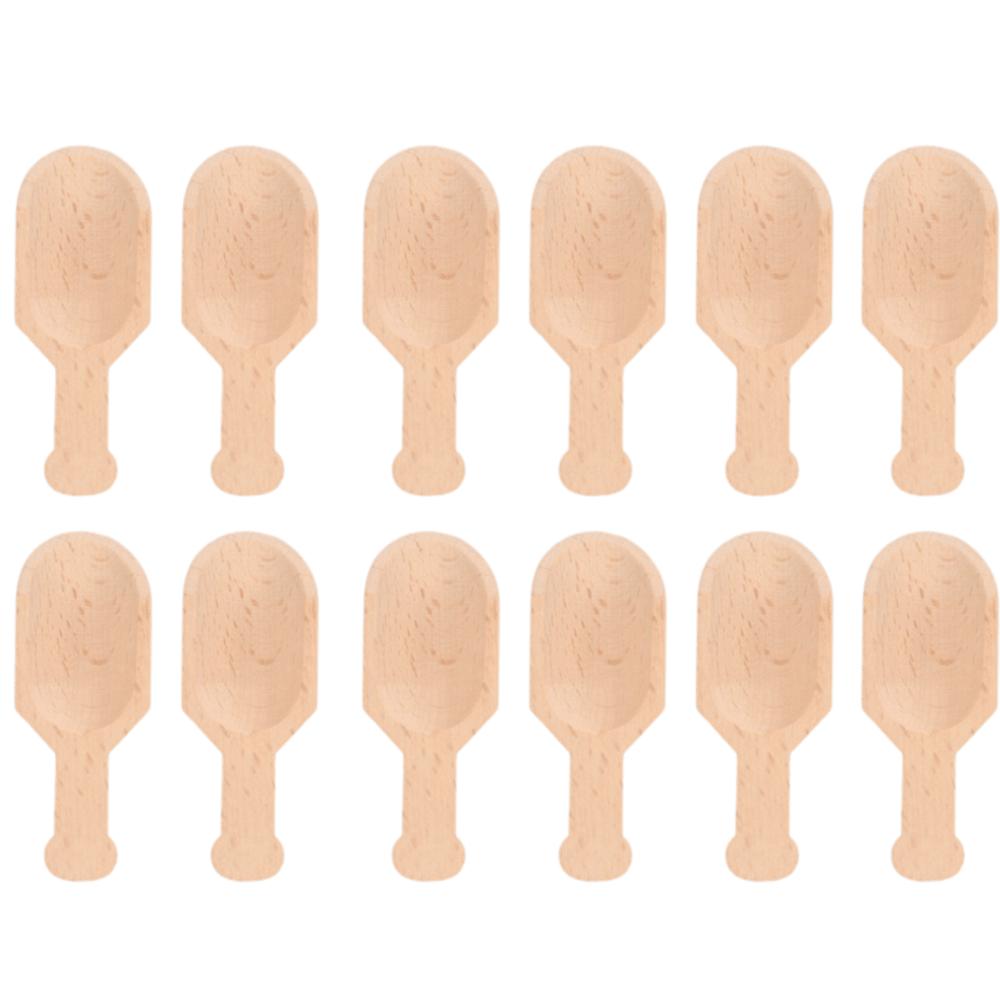 12pcs Reusable Mini Wooden Scoop Polished Surface Small Salt Scoop Wooden Bath Scoop For Kitchen
