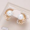 Новые круглые серьги-подвески с жемчугом для женщин, цвет розового золота, этнические серьги с цветком для невесты, милые модные повседневные украшения