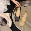Женские одинарные туфли на плоской подошве 2025 весна и осень новые французский темперамент низкий каблук квадратный носок одна педаль женские туфли с открытым верхом квадратная пряжка туфли