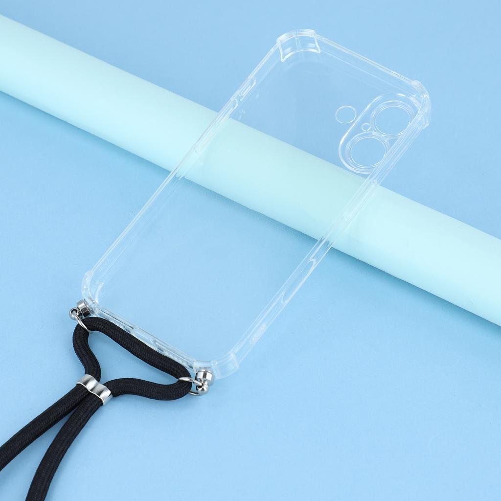 For iPhone 17 Case Reinforced Corner TPU Clear Phone Cover with Lanyard