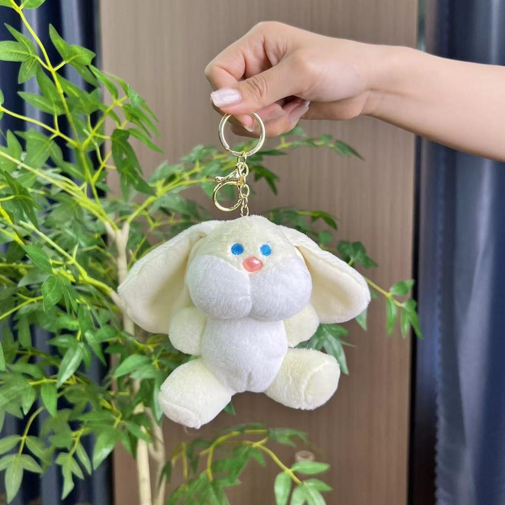 Cute Plush Doudou Rabbit Keychain Delightful Backpack Accessory With Colorful Chain