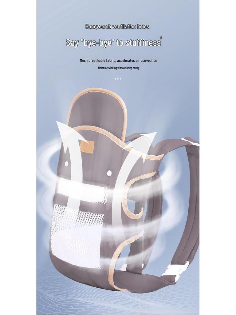 Всесезонный рюкзак-кенгуру для велопрогулок: Двойное горизонтальное и фронтальное/заднее использование, успокаивает ребенка для сна без помощи рук.