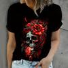 Летняя мода с коротким рукавом, повседневные футболки с принтом 3D-черепов, женская одежда, уличная одежда с круглым вырезом, футболки и блузки, большие размеры