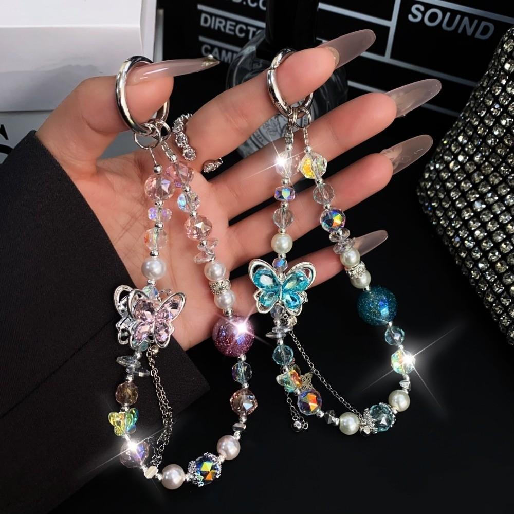 Butterfly Cell Phone Chain Pearl Mobile Phone Lanyard Mobile Phone Pendant
