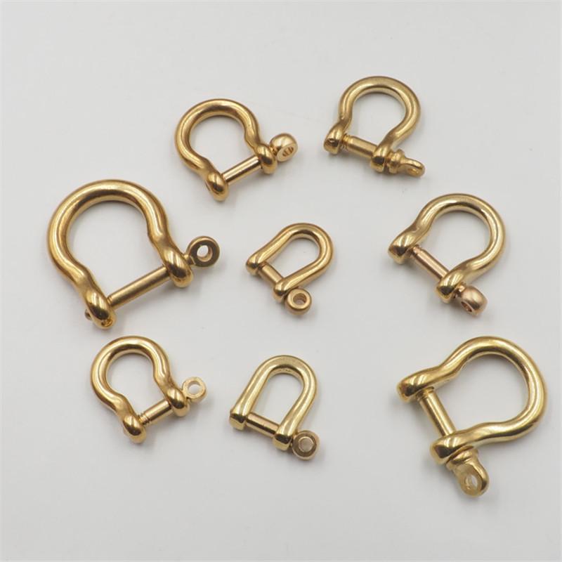 Pure Copper U-Shape Horseshoe Buckle with Brass D-Ring for Wallets, Bags, Bracelets, and Keychains