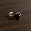 Black Onyx Ring, 925 Sterling Silver, Handcrafted Rectangular Shaped Gemstone, Minimalist Geometric Ring