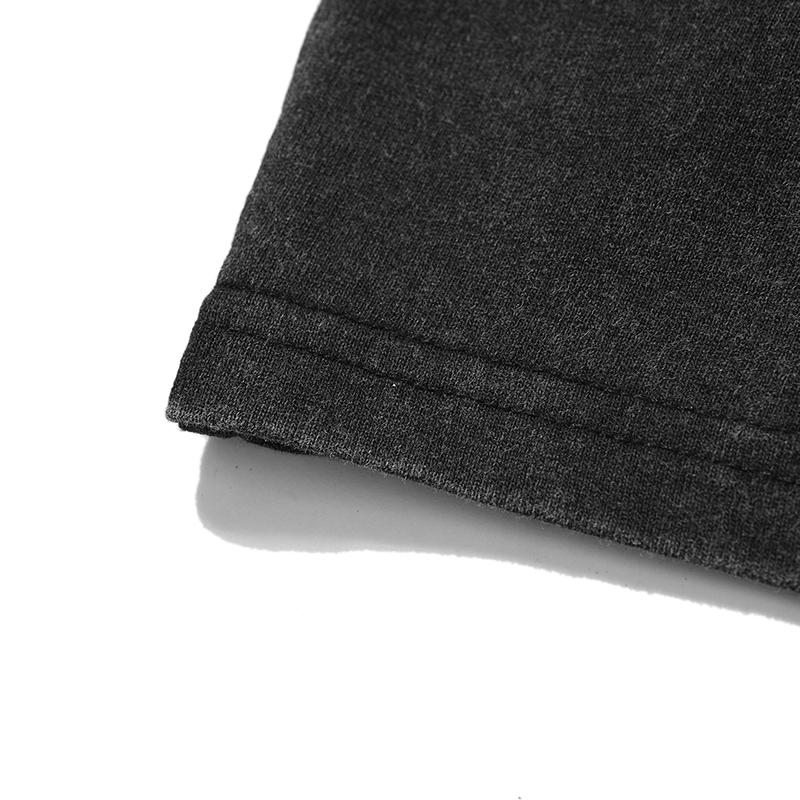 Streetwear Vicious Dog Unisex Cotton Washed Black Tshirt Tops Tees Summer Short Sleeves T Shirt