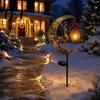 Decorative Porch Lighting Solar Christmas Crescent Light, Moon Snowman Garden Stake Waterproof Landscape Path Stakes LED Pathway Lamp for Outdoor Yard