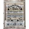 Camper RV Shower Curtain for Travel Trailer Bathroom, Farmhouse Camping Rules Quote Small Narrow Shorter Fabric Shower Curtains Set, Happy Camp