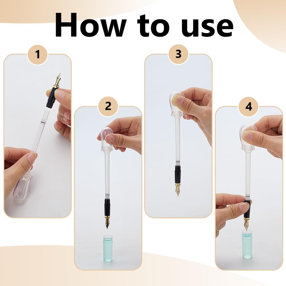 WEBEEDY 4 Pcs Fountain Pen Cleaning Kit for Standard Size Fountain Pens,New Efficient Pen Nibs Cleaner Kit Pens Ink Flush Tools and Accessories for