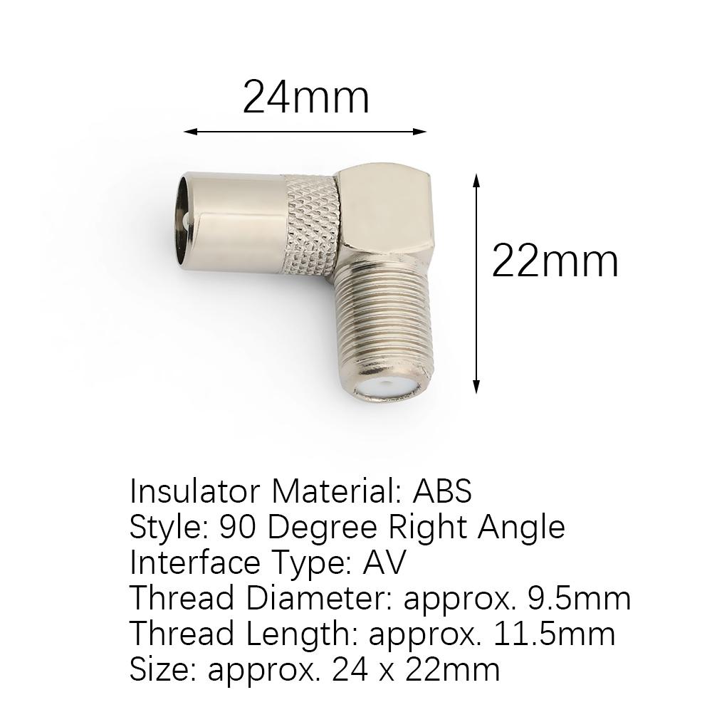 90 Degree Antenna Right Angled Satellite Coax Connectors Aerial Male Adapter F Female To TV Male