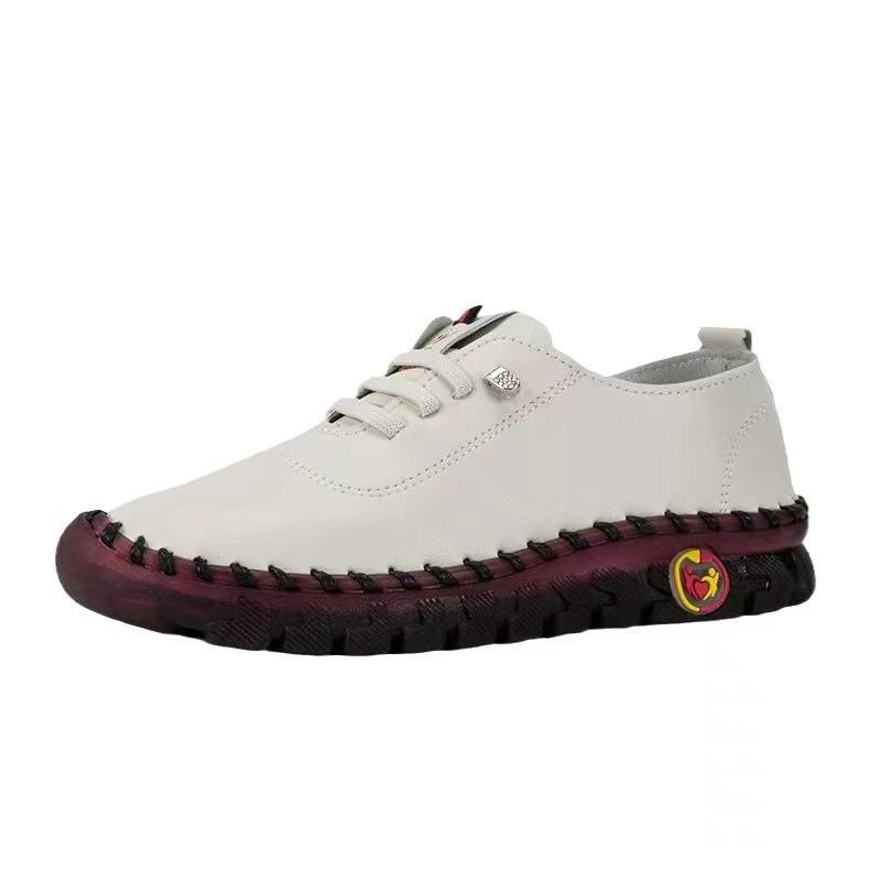 Кроссовки Женская обувь Платформа Лоферы На шнуровке Кожаные На плоской подошве Слипоны Новые Весенние Повседневные Туфли для мамы Mujer Chaussure Femme