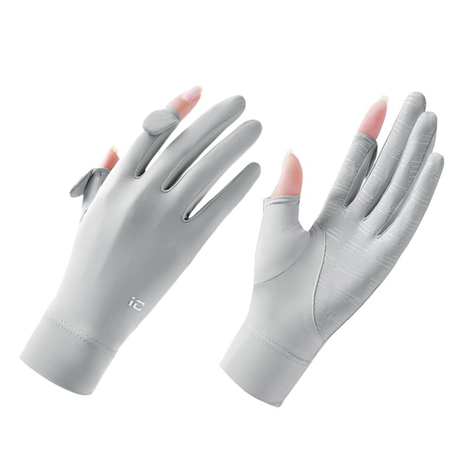 1Pair Summer Sun-protective Gloves Flip Your Fingers To Touch The Screen Breathable Raw Yarn Cycling UV Protection Gloves