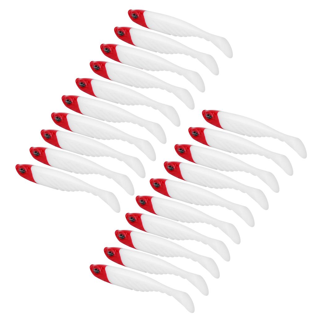 20pcs Soft Bait Worm 7cm Fishing Lures Artificial T Tail Silica Gel Bait for Fishing Blanc