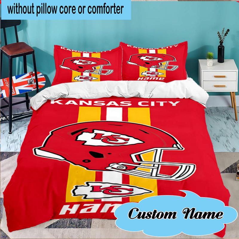 Custom Name Kansas City Fan Gear Bedding Set 3pcs, Bedding Set Including 1pc Duvet Cover And 2pcs Pillowcases for Bedroom, Dormitory Gift