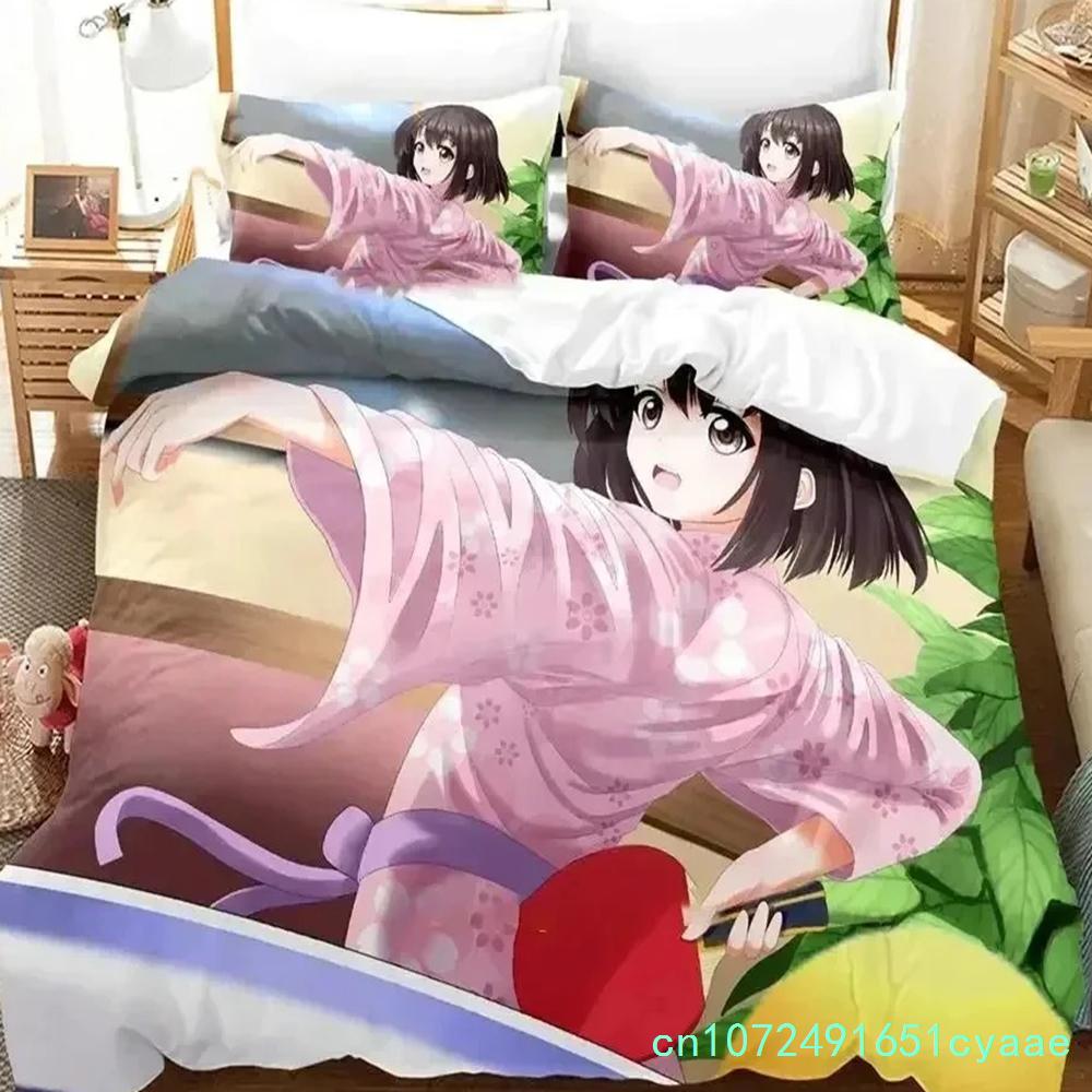 Аниме Saekano Мегуми Като Комплект постельного белья 3D-печать Подходит для спальни Комплект пододеяльника с наволочками Детский домашний текстиль