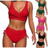 Women's Split Bikini Solid Colour Strappy High Waist Sexy Swimsuit