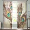 Павлиньи перья Винтажные занавески на окна Тюль для гостиной, спальни, кухни, украшения для окон, шторы