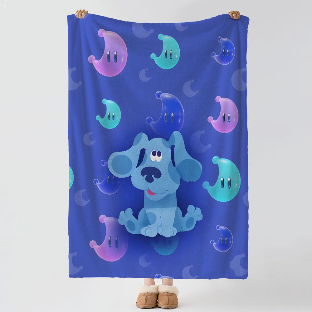 Cartoon B-Blue s C-Clues Throw Soft Warm Flannel Blanket, Multi-use Throw for Bed Sofa Office, Air Conditioning Nap Blanket